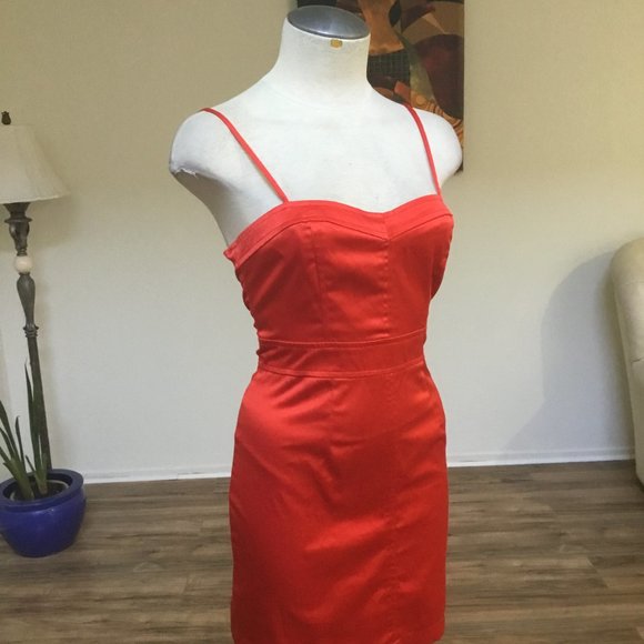 FOREVER 21 Pencil Short Mini Dress Beaded Stretchy Spaghetti Strap Petite Red SP - Picture 5 of 9